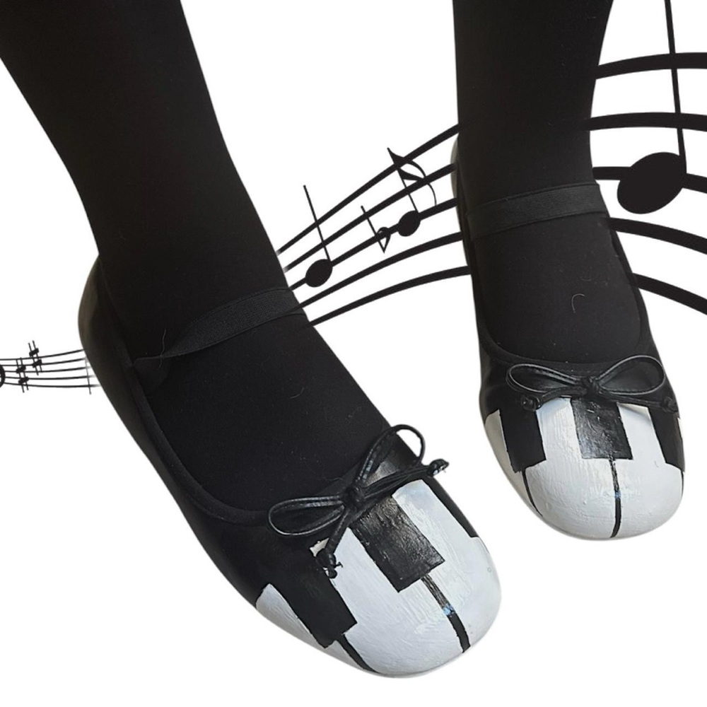 Black and White Piano Key Ballet Flats